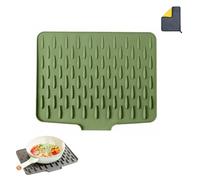 Wanishauber - Tappetino scolapiatti in silicone, resistente al calore, pieghevole, a prova di perdite, protezione per piano di lavoro e cucina (1 pezzo, verde, 36 x 28 cm)