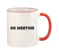 WANJIBAO Aa Meeting - Tazza da caffè con bordo colorato e manico, 325 ml, colore: Rosso
