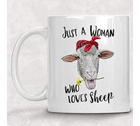 WANJIBAO Just a Woman Who Loves Sheep Floral Farm Life tazza da caffè divertente tazza da caffè 325 ml tazza da tè bianca stampata su entrambi i lati