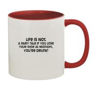 WANJIBAO Life is Not A Fairy Tale If You Lose Your Shoe at Midnight, You're Drunk! - Tazza da caffè in ceramica colorata con interno e manico, 325 ml, colore: Rosso