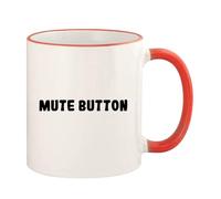 WANJIBAO Mute Button - Tazza da caffè con bordo colorato e manico, 325 ml, colore: Rosso
