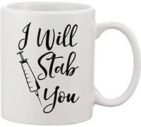 WANJIBAO Tazza da 325 ml, con scritta "I Will Stab You", divertente idea regalo per la settimana e il giorno dell'infermiera, idea regalo per infermieri, lauree, infermieri, compleanni e simpatiche