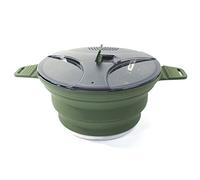 Wanjorlay Pentola Pieghevole per Esterni, in Silicone, per Escursioni, pentola da Picnic, in Acciaio, per, Colore: Verde