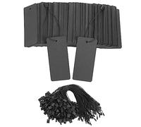 Wanjorlay Set di 400 cartellini per prezzi neri con corda, etichette regalo con spille di sicurezza, cartellini per prezzi
