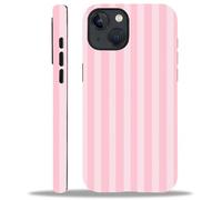 WANKBLC Compatibile con iPhone 13 14 Matte Case per Girl Boy Full Body Design Morbido Silicone Drop Shock Scratch Protezione Crazy Pattern Crema e Rosa Strisce Geometriche Linea Verticale