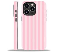 WANKBLC Compatibile con iPhone 14 Pro Matte Case per Girl Boy Full Body Design Morbido Silicone Drop Shock Scratch Protezione Crazy Pattern Crema e Rosa Strisce Geometriche Linea Verticale