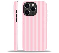 WANKBLC Compatibile con iPhone 15 Pro Matte Case per Girl Boy Full Body Design Morbido Silicone Drop Shock Scratch Protezione Crazy Pattern Crema e Rosa Strisce Geometriche Linea Verticale