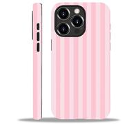 WANKBLC Compatibile con iPhone 15 Pro Max Matte Case per Girl Boy Full Body Design Morbido Silicone Drop Shock Scratch Protezione Crazy Pattern Crema e Rosa Strisce Geometriche Linea Verticale