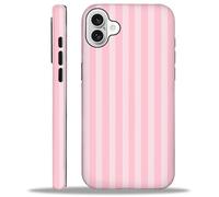 WANKBLC Compatibile con iPhone 16 Plus Matte Case per Girl Boy Full Body Design Morbido Silicone Drop Shock Scratch Protezione Crazy Pattern Crema e Rosa Strisce Geometriche Linea Verticale