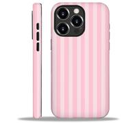 WANKBLC Compatibile con iPhone 16 Pro Matte Case per Girl Boy Full Body Design Morbido Silicone Drop Shock Scratch Protezione Crazy Pattern Crema e Rosa Strisce Geometriche Linea Verticale