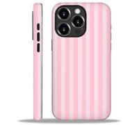 WANKBLC Compatibile con iPhone 16 Pro Max Matte Case per Girl Boy Full Body Design Morbido Silicone Drop Shock Scratch Protezione Crazy Pattern Crema e Rosa Strisce Geometriche Linea Verticale