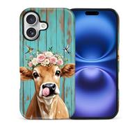 WANKBLC Compatibile con iPhone 17 Matte Case per Girl Boy Full Body Design Morbido Silicone Drop Shock Scratch Protection Crazy Pattern Baby Mucca Fiore Corona Colibrì Verde Legno