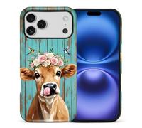 WANKBLC Compatibile con iPhone 17 Pro Max Matte Case per Girl Boy Full Body Design Morbido Silicone Drop Shock Scratch Protection Crazy Pattern Baby Mucca Fiore Corona Colibrì Verde Legno