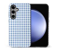 WANKBLC Compatibile con Samsung Galaxy S25 Plus Custodia lucida per Ragazza Ragazzo Full Body Design Morbido Silicone Drop Shock Scratch Protection Crazy Pattern Retro Sky Blue Plaid A Scacchi