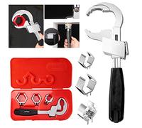 Wankeep Chiave a forchetta doppia regolabile universale, con 3 testine di ricambio, set di attrezzi di riparazione per rubinetto, bagno, cucina