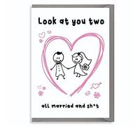 Wanky Candles Biglietto di auguri per matrimonio divertente, con scritta Cheeky Marriage Congratulations, Just Married, umorismo, per la sposa e lo sposo WED09