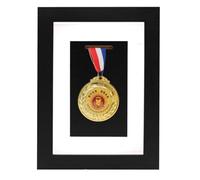 WANLIAN Espositore per Medaglie - Cornice per Medaglie in Legno, 15,2 x 20,3 cm, Nero