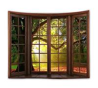 WANLIAN GTCH (19) Arazzo da parete con foresta, arazzo da parete con paesaggi, per casa, ufficio, dormitorio, decorazione per interni ed esterni, 150 x 150 cm
