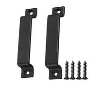 WANLIAN Maniglia per porta in acciaio massiccio nero | Maniglia per porta scorrevole in acciaio nero o acciaio inox | Viti incluse (Nero)