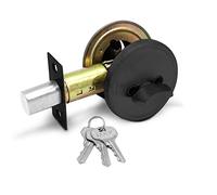 WANLIAN Maniglia per porta, maniglia per porta, per ufficio o porta anteriore, reversibile per lato destro e sinistro, serratura a leva di ingresso con chiave (nero, bullone a cilindro singolo)