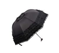 WANLIAN Ombrello da viaggio Protezione UV Ombrello pieghevole in pizzo principessa Ombrello da ragazza（nero）