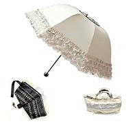 WANLIAN Ombrellone da sole in pizzo vintage con pizzo principessa pieghevole 3D fiore ricamo ombrello, giorni di neve, giorni di sole sono disponibili（Bianco）