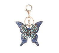 WANLIAN Portachiavi a forma di farfalla con strass, ciondolo portachiavi in lega scintillante, Blu, 12.5 cm x 9 cm