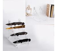 WANLIAN Présentoir à couteaux Présentoir à couteaux Stand de stockage de couteaux Présentoir à couteaux en acrylique à 6 niveaux pour couteaux bruts EDC Mini couteaux (Transparent)
