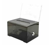 WANLIAN Scatola di donazione acrilica 1-Pack con serratura, scatola di ballot nera con supporto del segno, scatola di suggerimento per raccolta fondi, donazione, bar, votazione scolastica