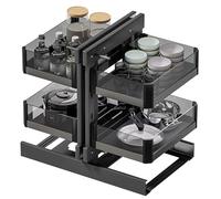 WanLimneo Organizer ad angolo cieco estraibile con ripiano estensibile e 4 cestelli portaoggetti girevole per armadio, organizer per la casa