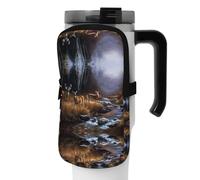 WANLON Beauty Deer - Borsa versatile per borraccia, ideale per passeggiate, trekking, yoga, palestra, resistente all'acqua e agli urti, Nero , M, Porta biglietti da visita