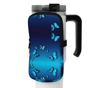 WANLON Bella farfalla blu versatile sport bottiglia accessorio borsa - ideale per passeggiate, escursionismo, yoga, palestra - resistenza all'acqua e antiurto, Nero , S, Porta biglietti da visita