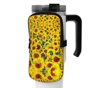 WANLON Bellissima borsa per borraccia sportiva versatile con girasole, ideale per passeggiate, escursioni, yoga, palestra, resistente all'acqua e agli urti, Nero , S, Porta biglietti da visita