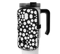 WANLON Borsa per borraccia sportiva versatile a pois neri e bianchi, ideale per passeggiate, escursionismo, yoga, palestra, resistente all'acqua e agli urti, Nero , M, Porta biglietti da visita
