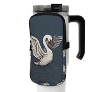 WANLON Borsa per borraccia sportiva versatile con cigno bianco, ideale per passeggiate, escursionismo, yoga, palestra, resistente all'acqua e agli urti, Nero , S, Porta biglietti da visita