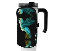WANLON Borsa per borraccia sportiva versatile con colibrì, ideale per passeggiate, escursionismo, yoga, palestra, resistente all'acqua e agli urti, Nero , S, Porta biglietti da visita