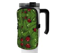 WANLON Borsa per borraccia sportiva versatile con foglie e coccinelle, ideale per passeggiate, escursioni, yoga, palestra, resistente all'acqua e agli urti, Nero , S, Porta biglietti da visita