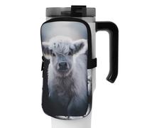 WANLON Borsa per borraccia sportiva, versatile, con mucca, grigia, ideale per passeggiate, trekking, yoga, palestra, resistente all'acqua e agli urti, Nero , M, Porta biglietti da visita