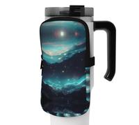 WANLON Borsa per borraccia sportiva versatile con stelle di fantascienza, ideale per passeggiate, trekking, yoga, palestra, resistente all'acqua e agli urti, Nero , M, Porta biglietti da visita