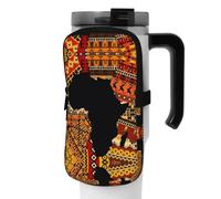 WANLON Borsa per bottiglia sportiva con mappa africana, versatile, ideale per passeggiate, escursionismo, yoga, palestra, resistente all'acqua e agli urti, Nero , M, Porta biglietti da visita