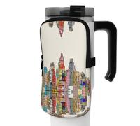WANLON Borsa per bottiglia sportiva versatile di Austin Texas, ideale per passeggiate, escursioni, yoga, palestra, resistente all'acqua e agli urti, Nero , M, Porta biglietti da visita