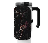WANLON Borsa versatile per borraccia, colore nero e oro rosa, ideale per passeggiate, trekking, yoga, palestra, resistente all'acqua e agli urti, Nero , M, Porta biglietti da visita