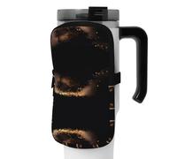 WANLON Borsa versatile per borraccia, colore oro e nero, ideale per passeggiate, trekking, yoga, palestra, resistente all'acqua e agli urti, Nero , S, Porta biglietti da visita