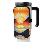 WANLON Bright Sunrise - Borsa versatile per borraccia, ideale per passeggiate, trekking, yoga, palestra, resistente all'acqua e agli urti, Nero , M, Porta biglietti da visita