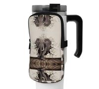 WANLON Broken Wall Elephant Borsa per bottiglia sportiva versatile - ideale per passeggiate, escursionismo, yoga, palestra - resistenza all'acqua e antiurto, Nero , S, Porta biglietti da visita