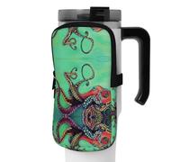 WANLON Carino polpo versatile borsa accessori bottiglia sport - ideale per passeggiate, escursionismo, yoga, palestra - resistenza all'acqua e antiurto, Nero , S, Porta biglietti da visita