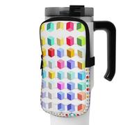 WANLON Colorful Cubes - Borsa versatile per borraccia, ideale per passeggiate, trekking, yoga, palestra, resistente all'acqua e agli urti, Nero , S, Porta biglietti da visita