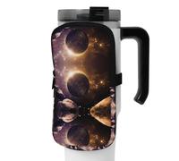 WANLON Cosmic Shining Planet - Borsa versatile per borraccia, ideale per passeggiate, trekking, yoga, palestra, resistente all'acqua e agli urti, Nero , M, Porta biglietti da visita