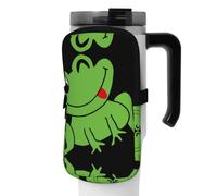 WANLON Cute Frog - Borsa versatile per borraccia, ideale per passeggiate, trekking, yoga, palestra, resistente all'acqua e agli urti, Nero , S, Porta biglietti da visita