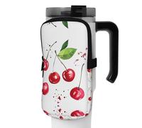 WANLON Cute Little Cherry - Borsa versatile per borraccia, ideale per passeggiate, trekking, yoga, palestra, resistente all'acqua e agli urti, Nero , S, Porta biglietti da visita